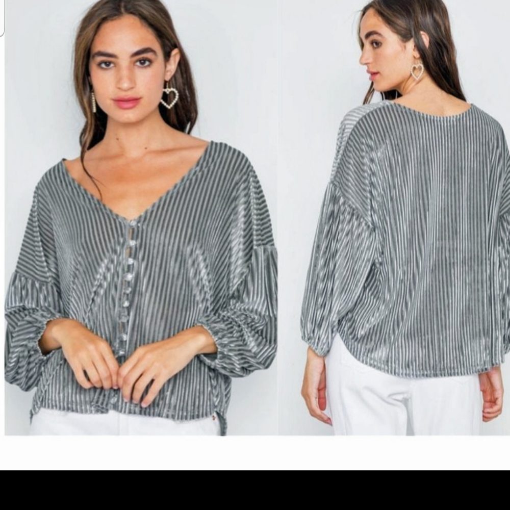 Velvet sripe pattern blouse